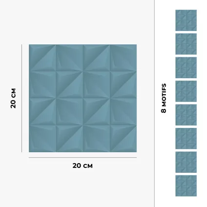 8 carreaux adhésifs 20x20cm Alcala / Abstrait - Origami / bleu - Vinyl Way 5