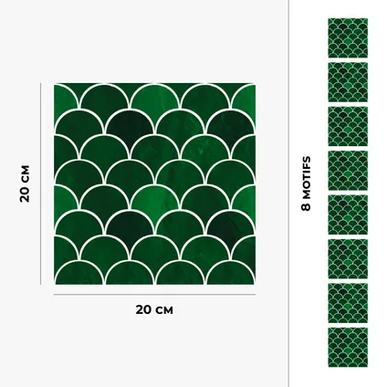8 zelfklevende tegels 20x20cm Aà¯cha / Marokkaanse tegels / groen - Vinyl Way 5
