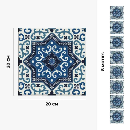 zelfklevende tegels 20x20cm Mia / Provençaalse cementtegels / blauw - Vinyl Way 10