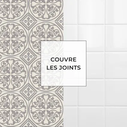 8 zelfklevende tegels 20x20cm Jade / Provençaalse cementtegels / beige - Vinyl Way 7