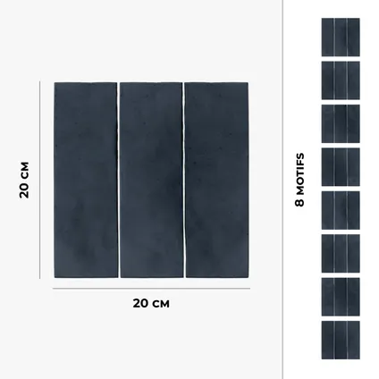 8 zelfklevende tegels 20x20cm Sautana / Zelliges rechthoeken / blauw - Vinyl Way 5
