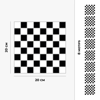 8 zelfklevende tegels 20x20cm Lamaca / Grid / zwart - Vinyl Way 5