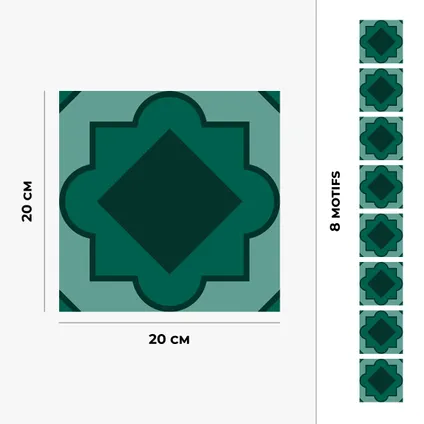 8 zelfklevende tegels 20x20cm Safa / Marokkaanse tegels / groen - Vinyl Way 5