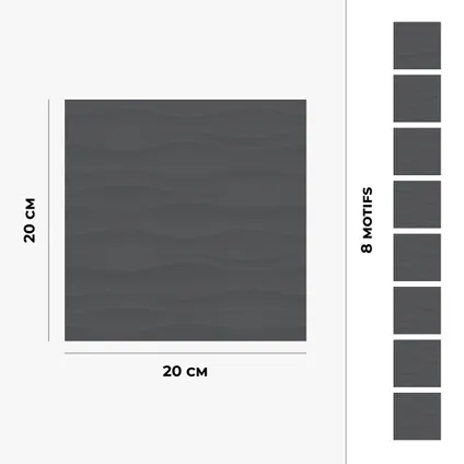 8 zelfklevende tegels 20x20cm Loreto / Abstract - Golven / zwart - Vinyl Way 5