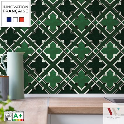 8 zelfklevende tegels 20x20cm Inaya / Marokkaanse tegels / groen - Vinyl Way