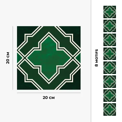 8 zelfklevende tegels 20x20cm Inaya / Marokkaanse tegels / groen - Vinyl Way 5