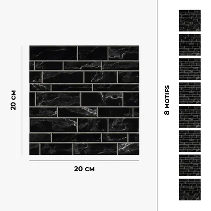 zelfklevende tegels 20x20cm Vera / Marmer / zwart - Vinyl Way 5