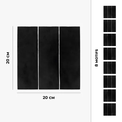 8 zelfklevende tegels 20x20cm Sayda / Zelliges rechthoeken / zwart - Vinyl Way 5