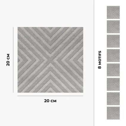 8 zelfklevende tegels 20x20cm Rial / Astrait beton / grijs - Vinyl Way 5