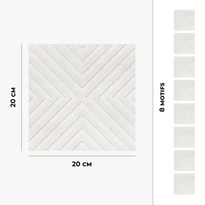 8 zelfklevende tegels 20x20cm Parla / Astrait beton / wit - Vinyl Way 5