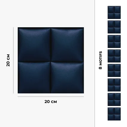8 zelfklevende tegels 20x20cm Alexia / leren kussen / blauw - Vinyl Way 5