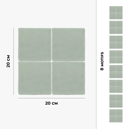 8 zelfklevende tegels 20x20cm Evera / Zelliges Mats / groen - Vinyl Way 5