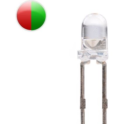 Ledlamp 3mm 2 Kleuren RD GR - 2 polig - 3 stuks
