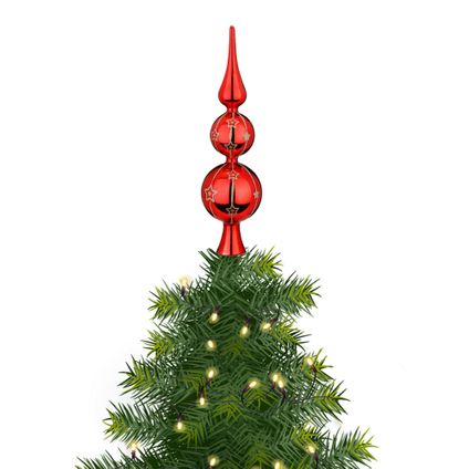 Inge Christmas Goodz kerstboom piek luxe - rood - glas - 31cm