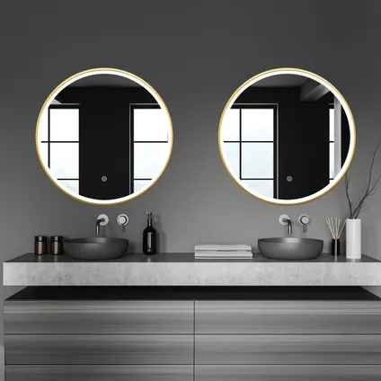 Miroir salle de bain LOMAZOO Miami avec LED 70 cm doré 3
