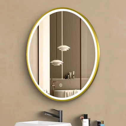 Miroir salle de bain LOMAZOO Miami avec LED 70 cm doré 9