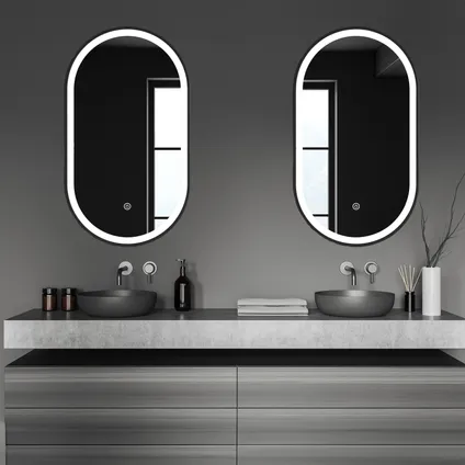Miroir salle de bain LOMAZOO Frankfurt avec LED 40x70 cm ovale noir 3
