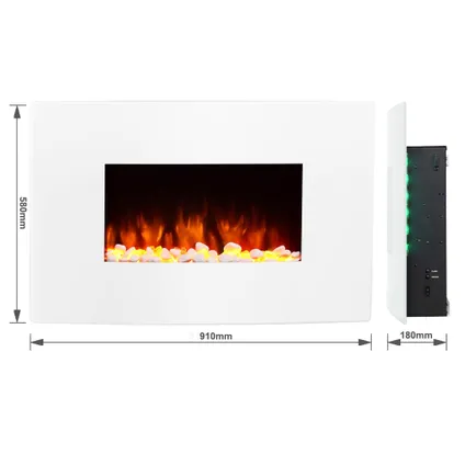 Cheminée électrique Richen Enjo Blanc 18 x 91 x 58 cm – 2000 Watt 7