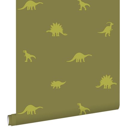 ESTAhome papier peint dinosaures vert armée - 53 cm x 10,05 m - 114618