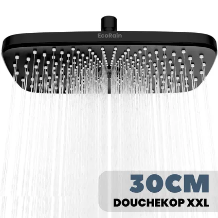 Douche pluie Melvin XL 30 cm avec bras de douche – Noir - Economie d'eau 2
