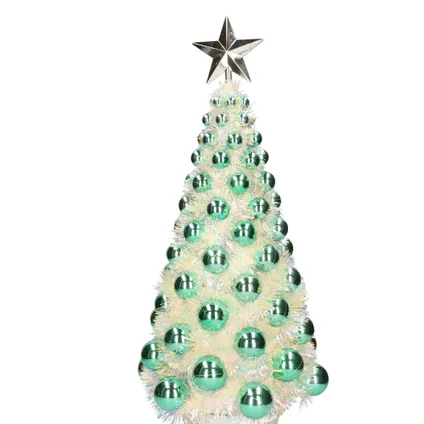 Bellatio decorations Kerstboom - lichtjes en ballen - groen - 50 cm 2
