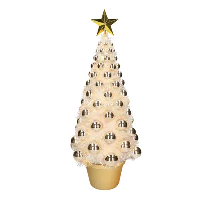 Bellatio decorations Kerstboom - lichtjes en ballen - goud - 50 cm