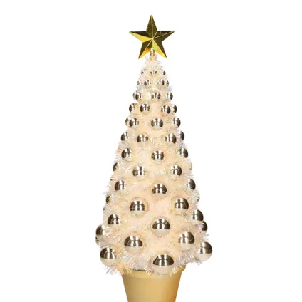 Bellatio decorations Kerstboom - lichtjes en ballen - goud - 50 cm 2