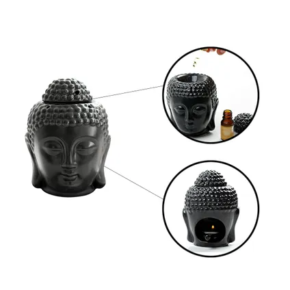 Bougeoir tête de Bouddha - Flokoo - Céramique - Photophores - Socle amovible - 10 x 14 cm 3