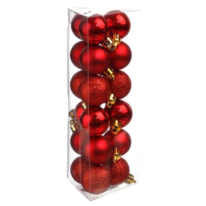 Atmosphera Kerstballen - rood - 18ST - glans en mat - 3 cm