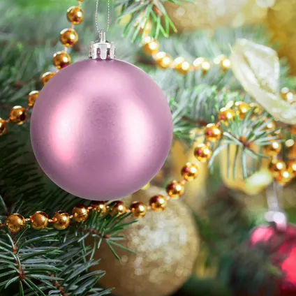 Relaxdays kerstballen - 100x st - roze - 3, 4 en 6 cm -kunststof 2