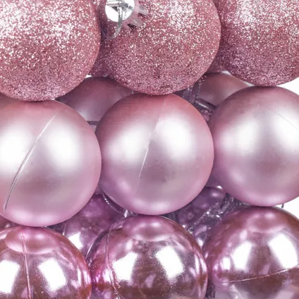 Relaxdays kerstballen - 100x st - roze - 3, 4 en 6 cm -kunststof 6