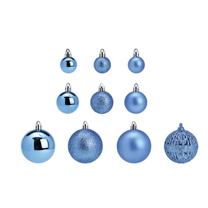 G. Wurm kerstballen - 100x st - 3, 4 en 6 cm - blauw - kunststof 2