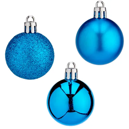 Krist+ kerstballen - 20x stuks - helder blauw - kunststof - 4 cm 2