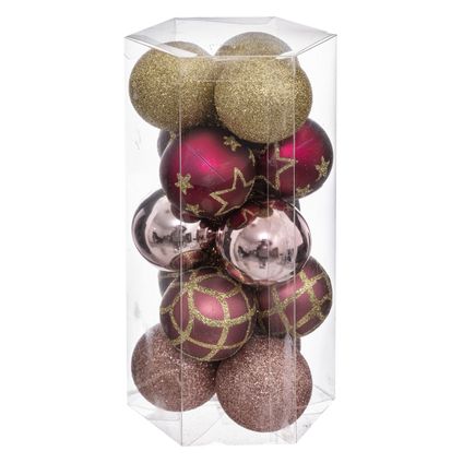 Atmosphera kerstballen - 15x - kunststof - mix kleur roze - 5 cm