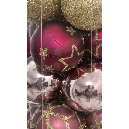 Atmosphera kerstballen - 15x - kunststof - mix kleur roze - 5 cm 2