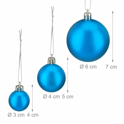 Relaxdays kerstballen - 100x st - intens blauw - 3, 4 en 6 cm -kunststof 4