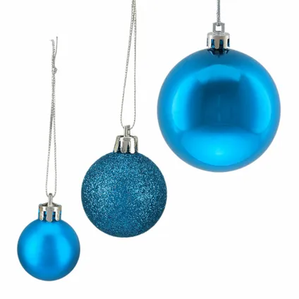 Relaxdays kerstballen - 100x st - intens blauw - 3, 4 en 6 cm -kunststof 6