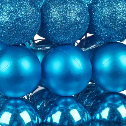 Relaxdays kerstballen - 100x st - intens blauw - 3, 4 en 6 cm -kunststof 7
