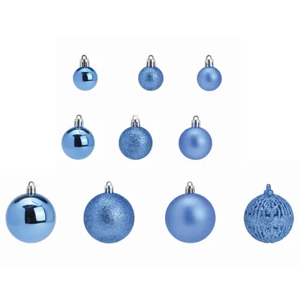 G. Wurm kerstballen - 50x st - 3, 4 en 6 cm - blauw - kunststof 3