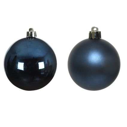 Decoris Kerstballen - 12 ST - donkerblauw - mat/glans - 6 cm