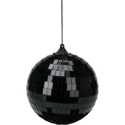 Christmas Decoration kerstbal - disco - 1x st - zwart - 10 cm