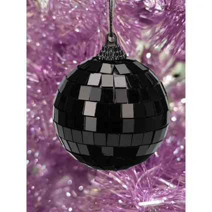 Christmas Decoration kerstbal - disco - 1x st - zwart - 10 cm 3