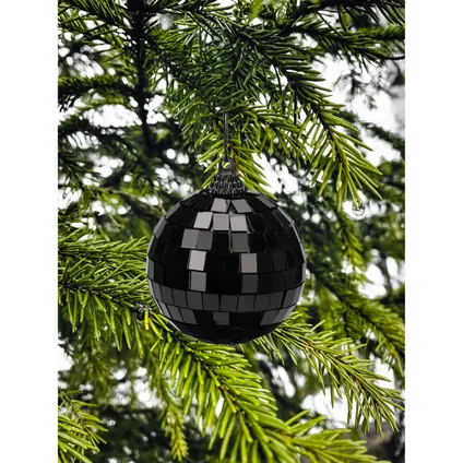 Christmas Decoration kerstbal - disco - 1x st - zwart - 8 cm 3