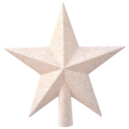 Decoris Kerstboompiek - ster - plastic - wol wit - 19 cm