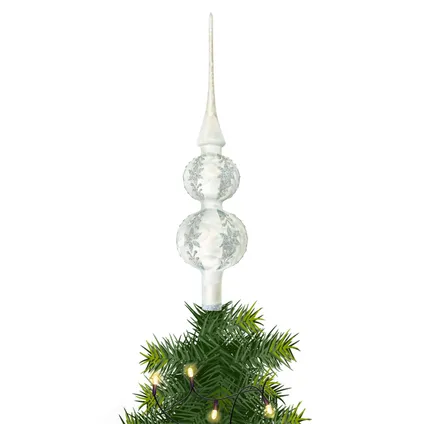 Bellatio Decorations Kerstboompiek - 30 cm - ijslak - zilver 2