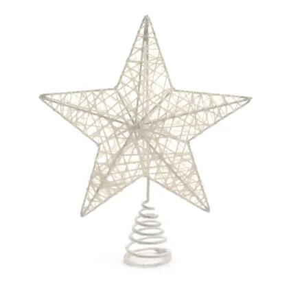 Decoris Kerstboompiek - 23 cm - ster - kunststof - wit