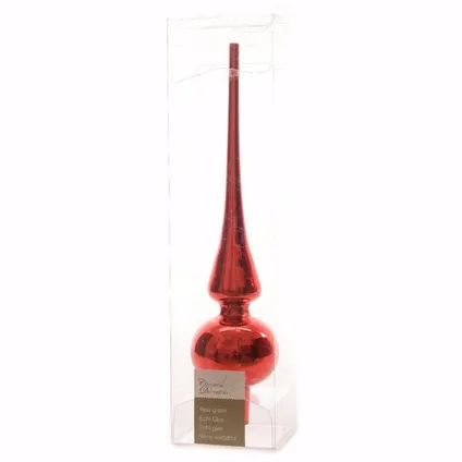 Decoris Kerstboom piek - rood - glas - 26 cm 2