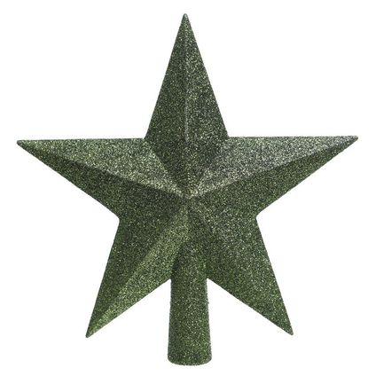 Kerstboom piek - ster - groen - kunststof - 19 cm