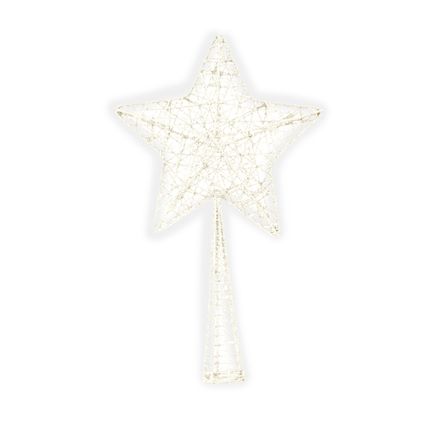 Cosy & Trendy Kerstboompiek - kerstster - glitter - wit - 28 cm