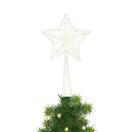 Cosy & Trendy Kerstboompiek - kerstster - glitter - wit - 28 cm 2